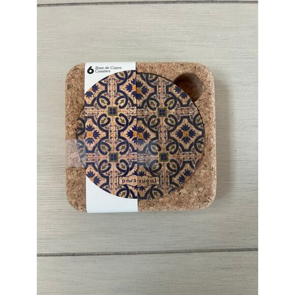 NWT Portugese Cork Coasters Set of 6 Vegan Eco Friendly Cruelty Free - Picture 1 of 6